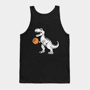 Trex Dinosaur Basketball Cute Sport Toddler Player Kids Boys Tank Top